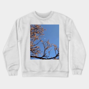 Bright moon shining through lush tree Crewneck Sweatshirt